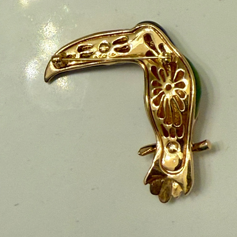 Judith Leiber Toucan Bird Parrot Pin Brooch Enamel & Crystals- Signed - Picture 3 of 12